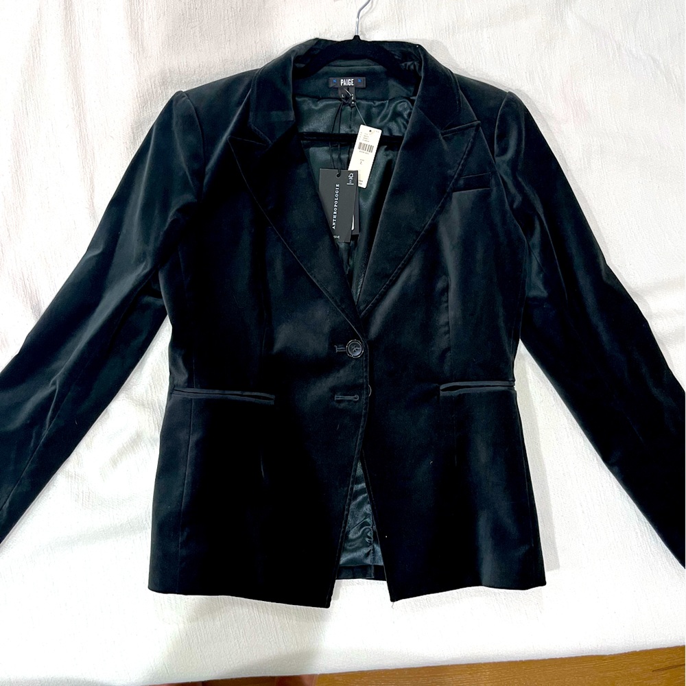 NWT Paige Denim Hunter Green Velvet Blazer